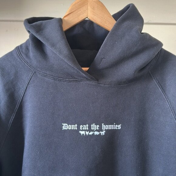 New Don't Eat The Homies DETH vegan streetwear relaxed cotton hoodie sweatshirt - Picture 6 of 15
